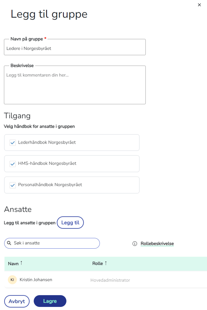 legg til gruppe ledere