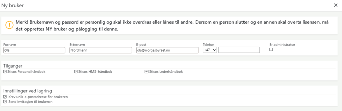 ny bruker leder