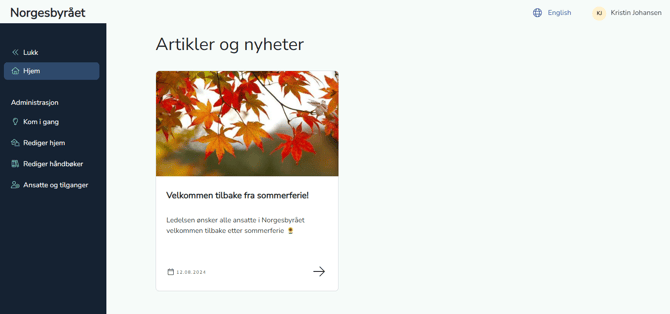 velkommen tilbake nyhet